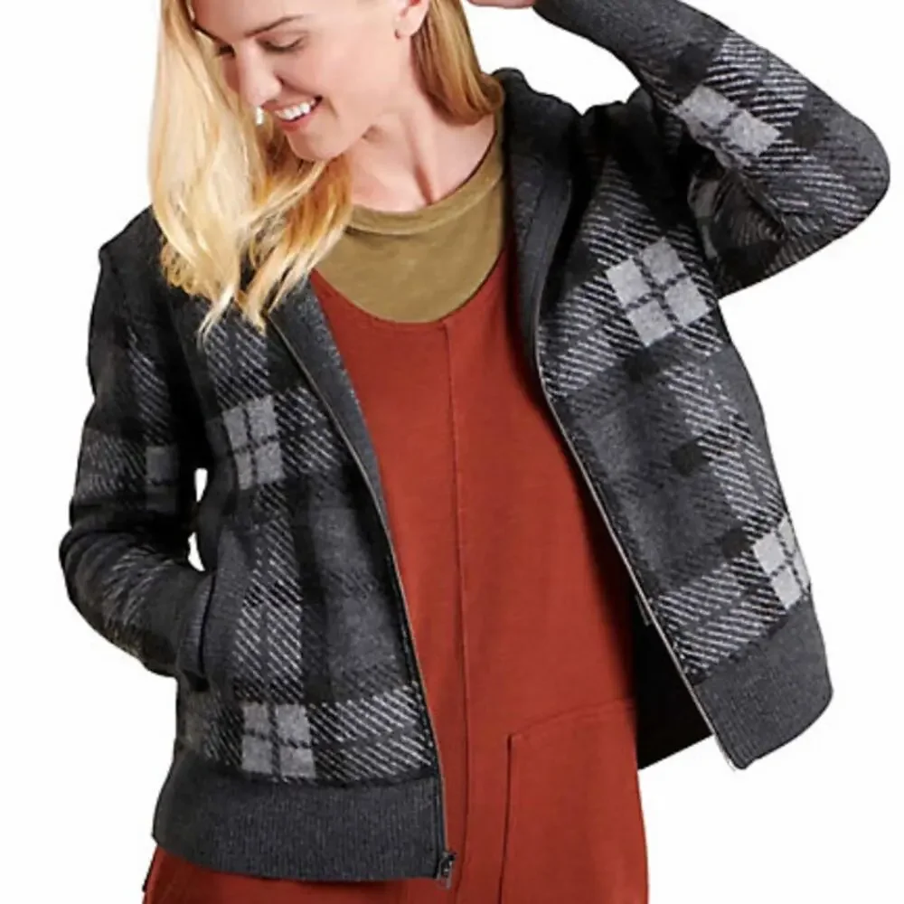 Toad & Co Heartfelt Plaid Zip Wool Sweater size small - Picture 9 of 10